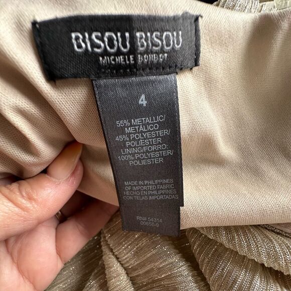 Bisou Bisou Asymmetrical One Shoulder Shimmer Shine Metallic Mini Dress 4 - Picture 5 of 6